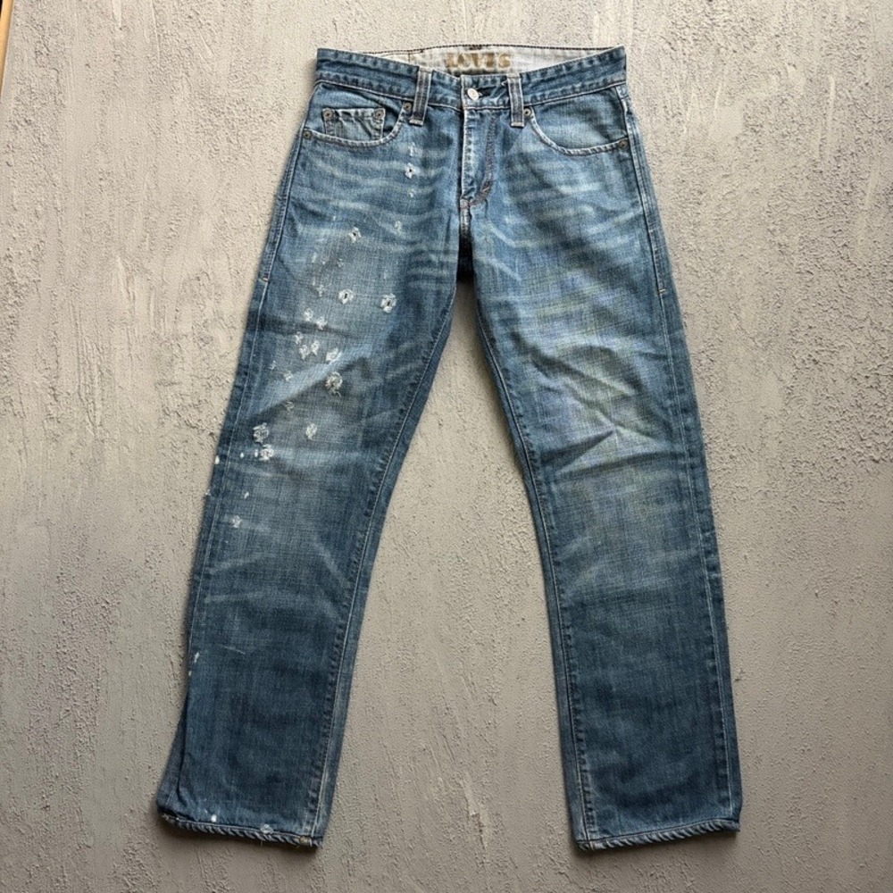 Levis 514 Slim Straight Jeans 28x28 Blue 2000s Y2K Distressed Denim